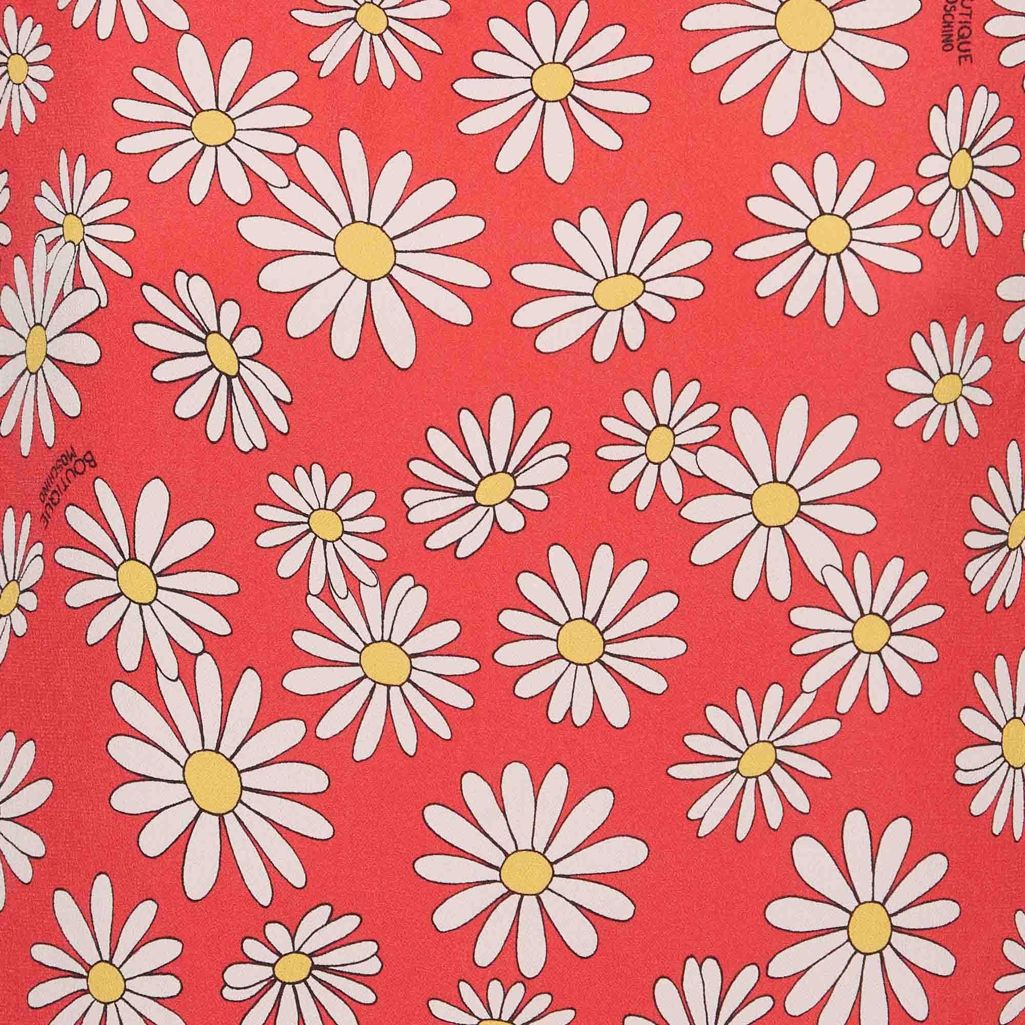 Orange Boutique Moschino Pink Daisy Print Georgette Mini Dress M For Sale