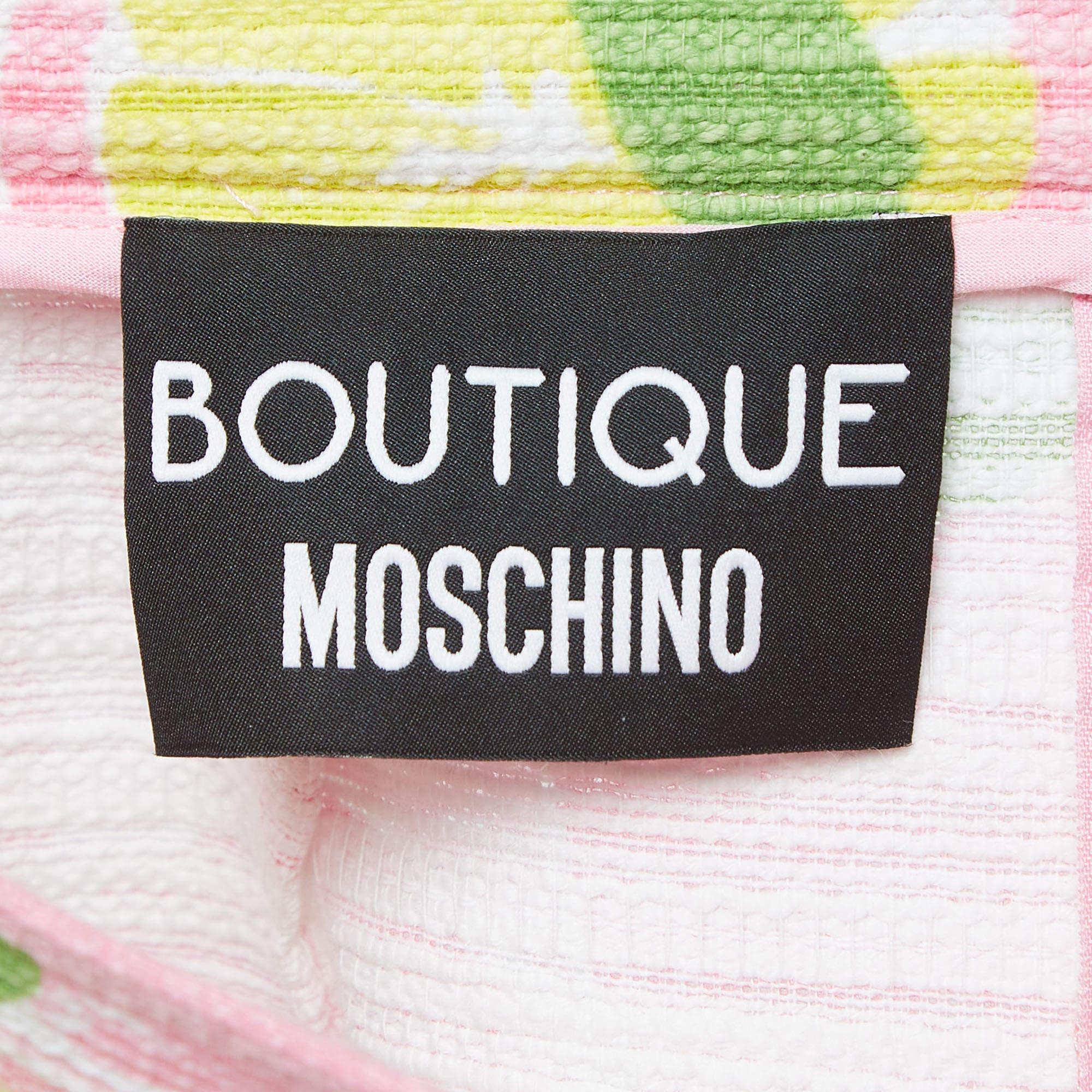 Boutique Moschino Rosa Stampa Limone Mini Gonna Cotone M. In condizioni buone in vendita a Dubai, Al Qouz 2