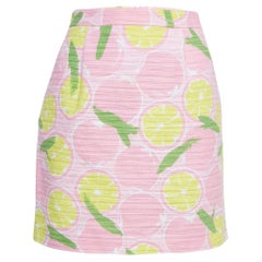 Boutique Moschino Pink Lemon Print Cotton Mini Skirt M