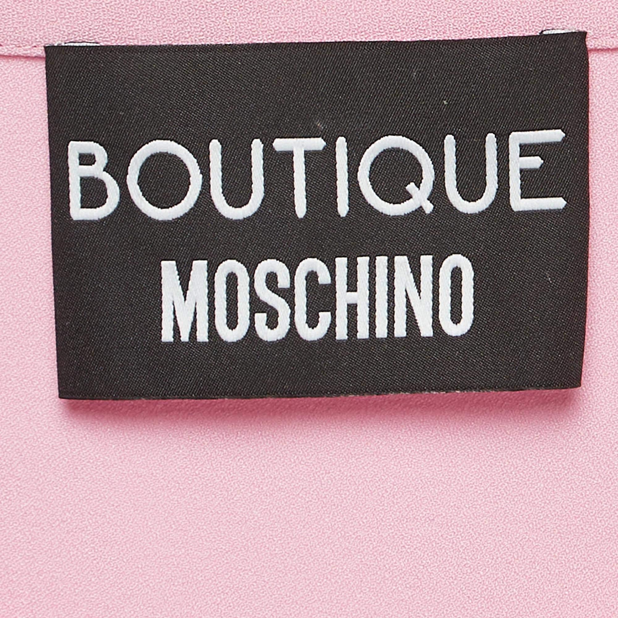 Boutique Moschino Estampado Rosa Crepé Top Sin Mangas M en Bueno estado para la venta en Dubai, Al Qouz 2