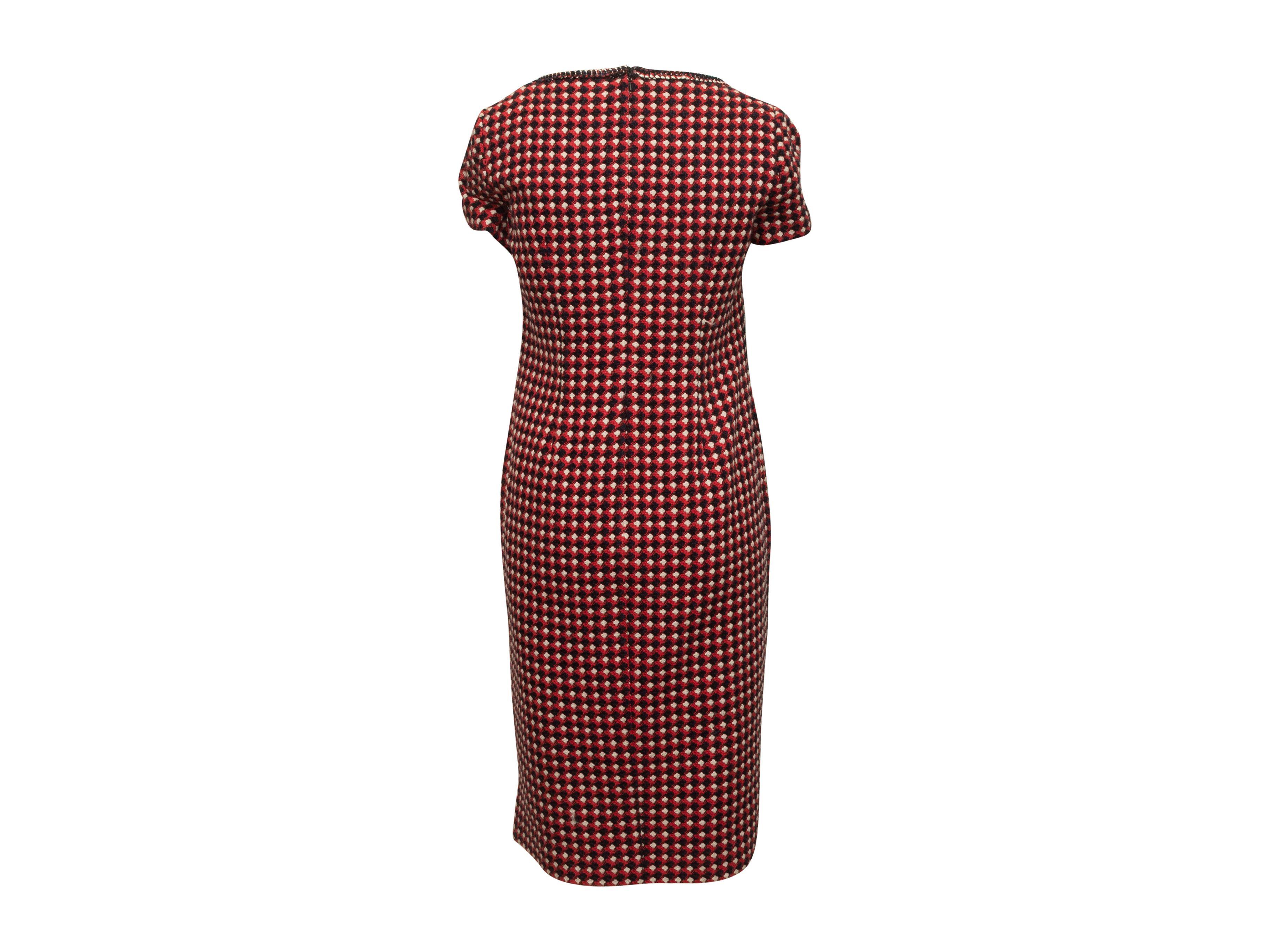 Boutique Moschino Red & Multicolor Tweed Dress 5