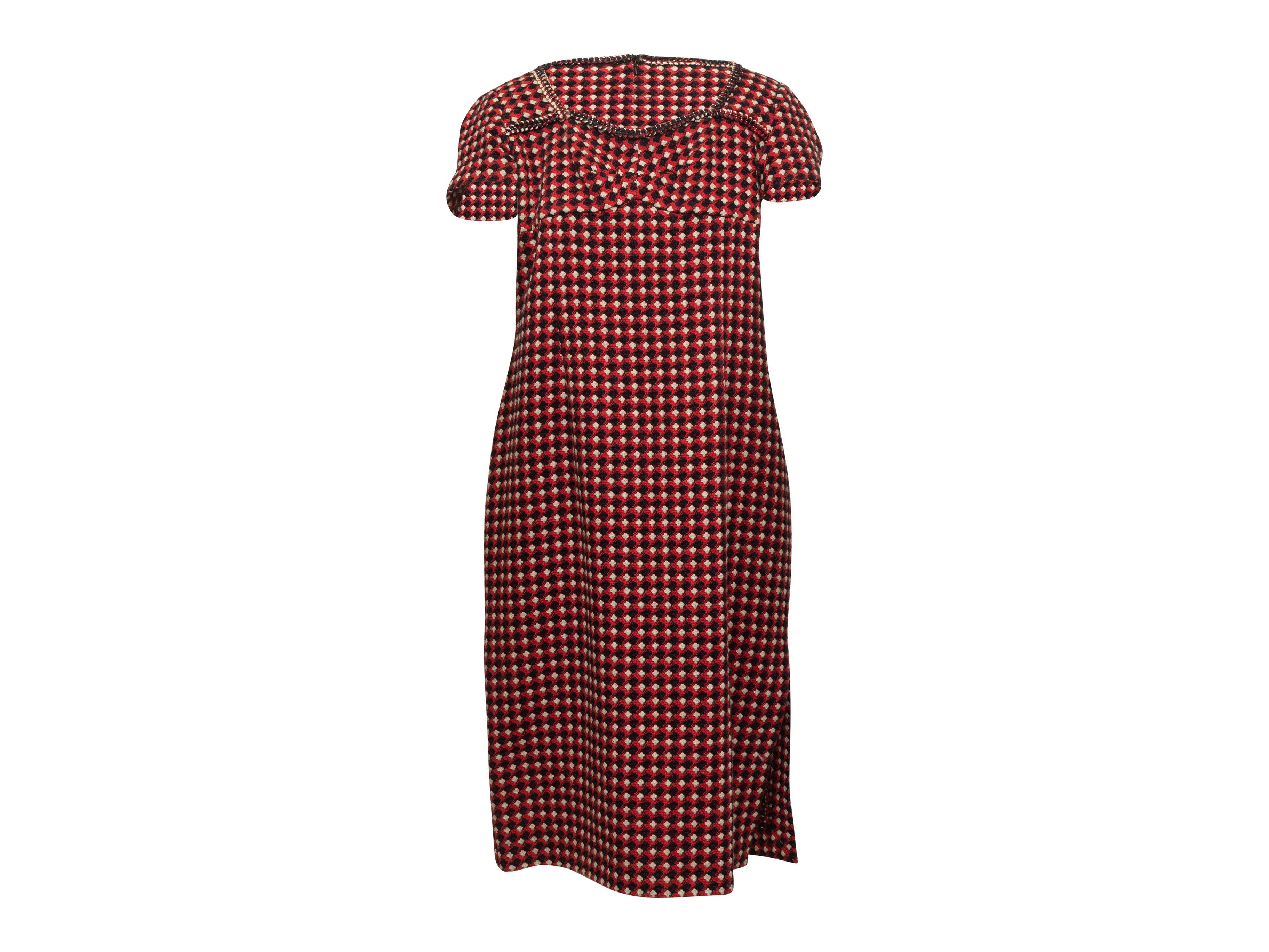 Boutique Moschino Red & Multicolor Tweed Dress 1