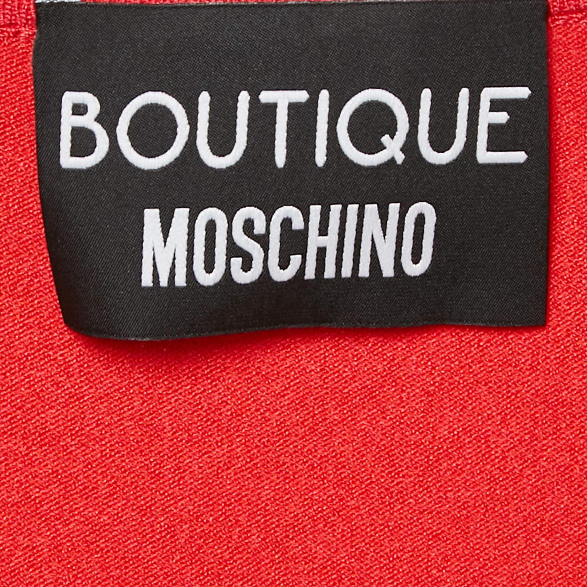 Boutique Moschino Roter Pullover aus Stretch-Strick im Wickelstil M Damen im Angebot