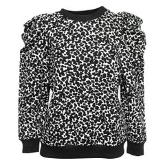 Boutique Moschino Suéter de algodón blanco/negro con mangas fruncidas L