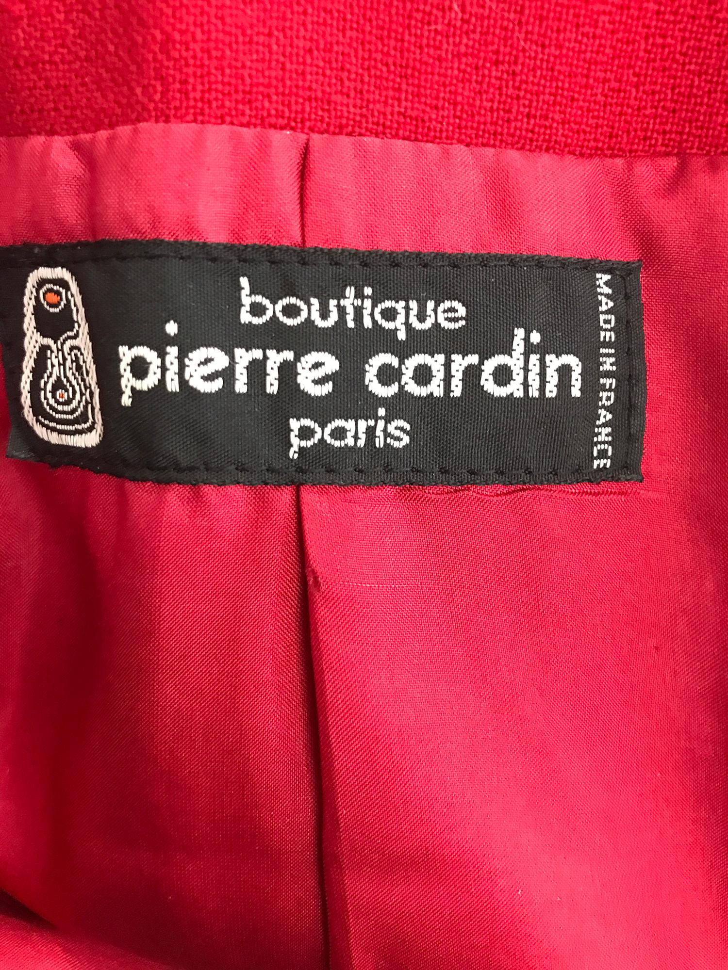 Boutique Pierre Cardin Paris Red Wool Space Age Jacket 1960s Rare Label 4