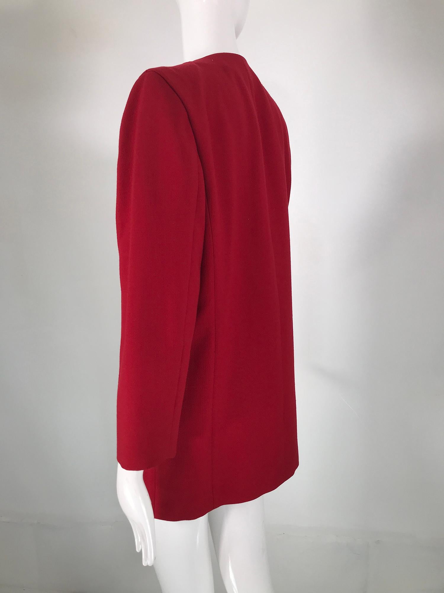 Boutique Pierre Cardin Paris Red Wool Space Age Jacket 1960s Rare Label In Good Condition In West Palm Beach, FL
