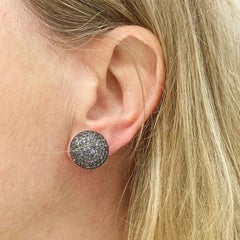 Bouton Clip-On Earrings Sterling Silver Rose Gold 18K Blueish Green Sapphires