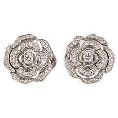 BOUTON DE CAMELIA EARRINGS 18K White gold, with diamonds