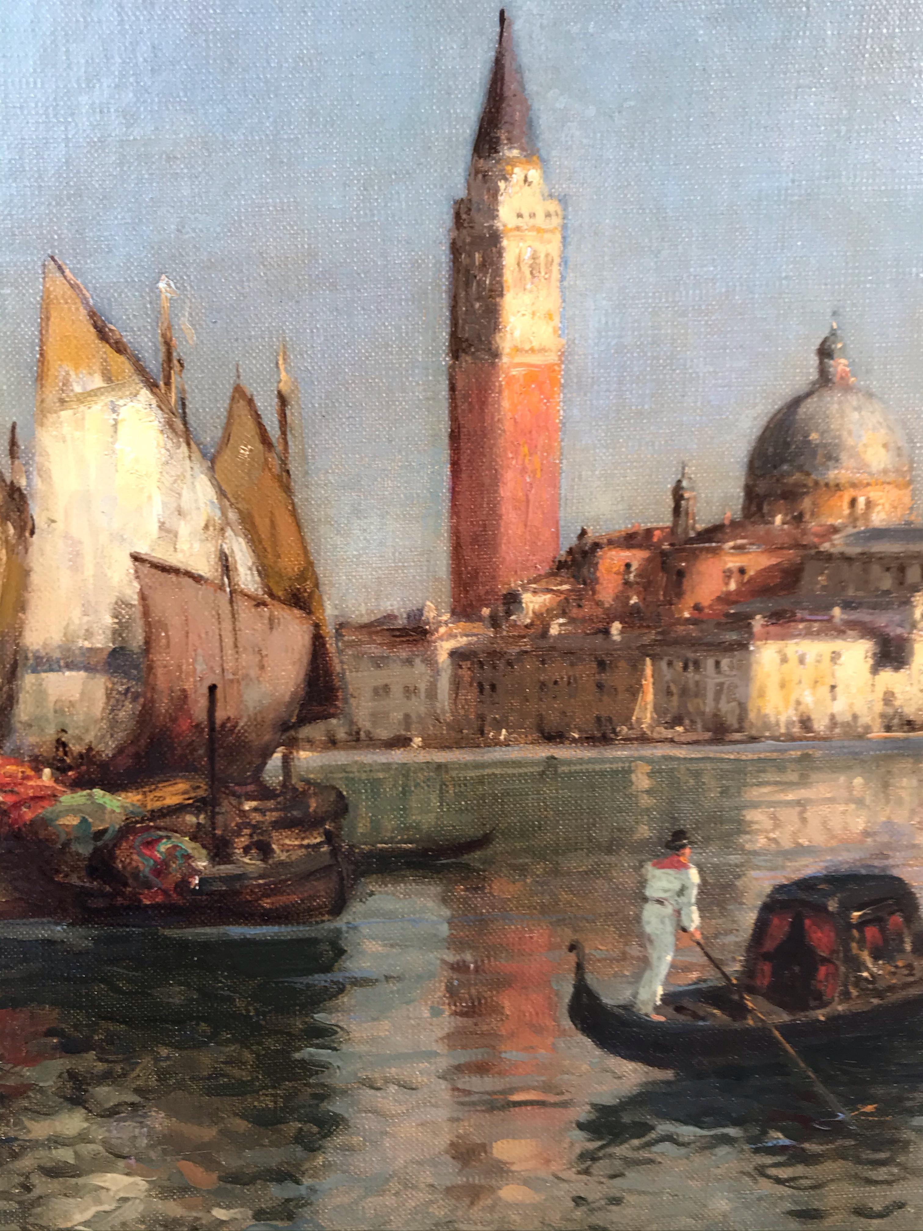 AUGUSTE BOUVARD 1882-1956
Pseudo : Mard ALDINE 
View of Venice with characters
Oil on canvas signed low right 