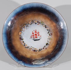 Bovano für The Metropolitan Club, Emaille-Schalenteller mit Schiffsdekor aus Emaille, 1969