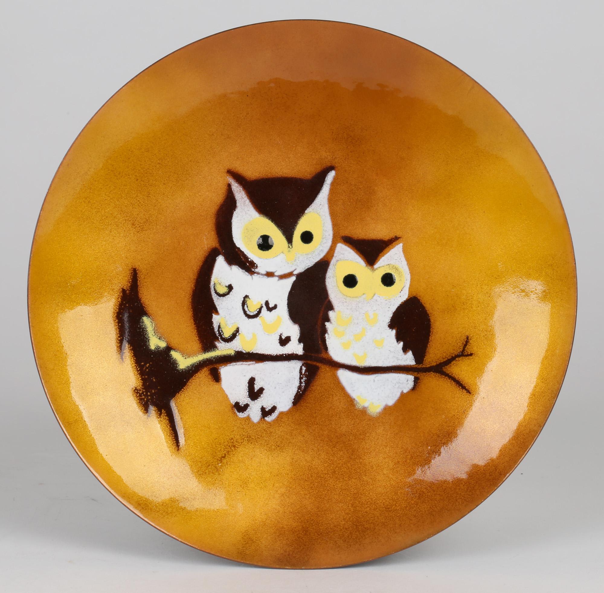 Mid-Century Modern Bovano North American Hand Crafted Enamel Owl Plaque