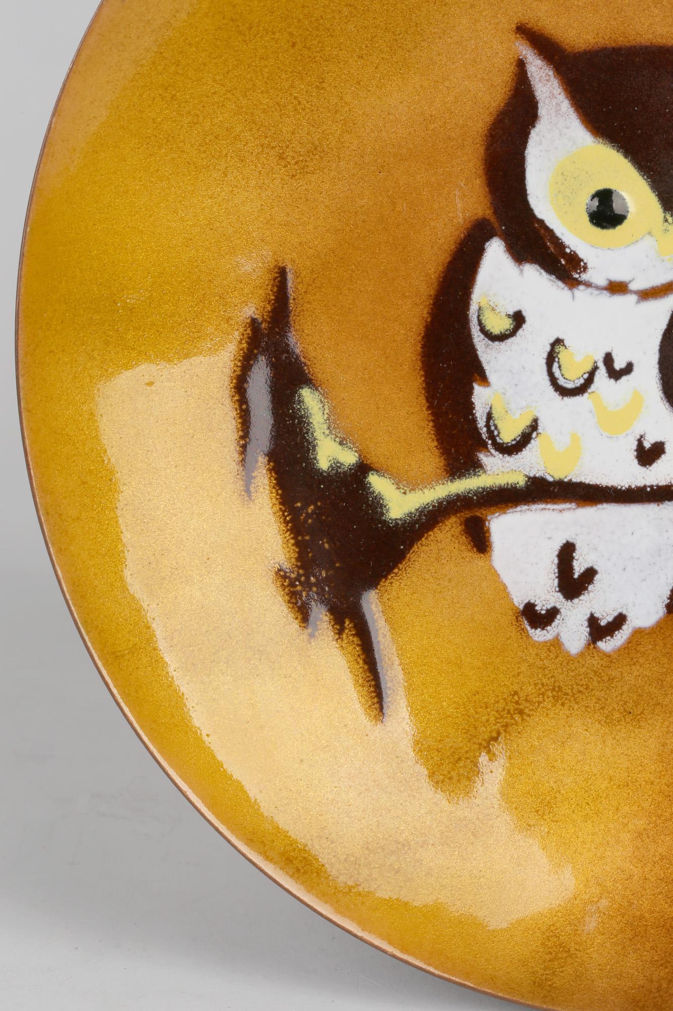 Enameled Bovano North American Hand Crafted Enamel Owl Plaque