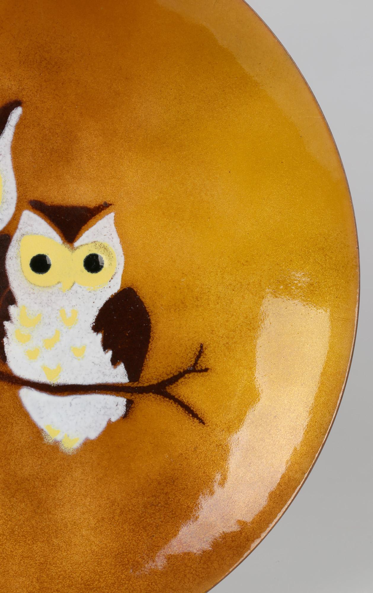 Bovano North American Hand Crafted Enamel Owl Plaque In Fair Condition In Bishop's Stortford, Hertfordshire