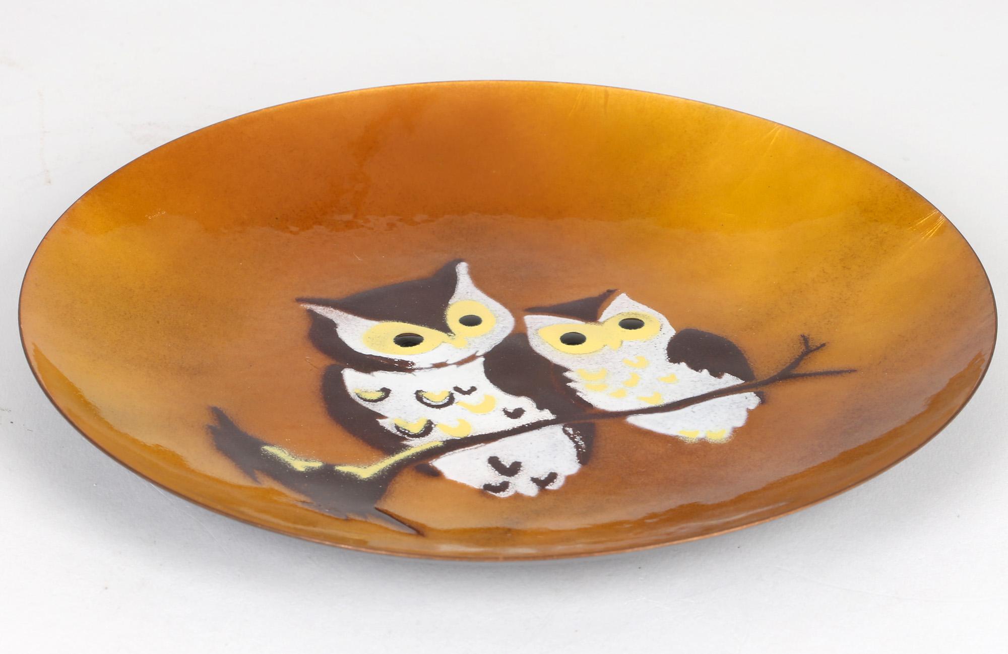 Mid-20th Century Bovano North American Hand Crafted Enamel Owl Plaque