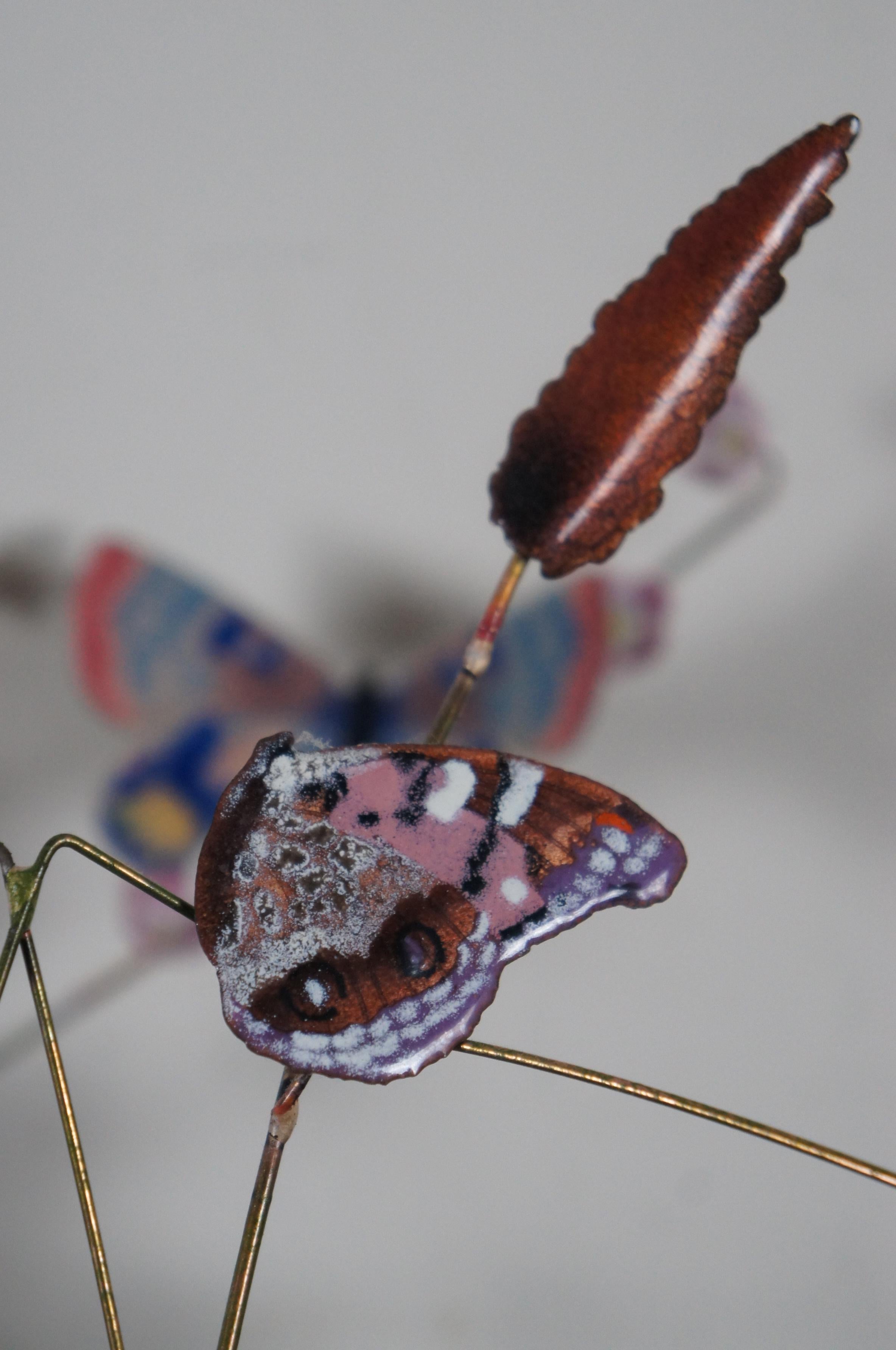 Bovano of Cheshire Copper Enamel Wall Art Sculpture Flowers Cattails Butterflies 4