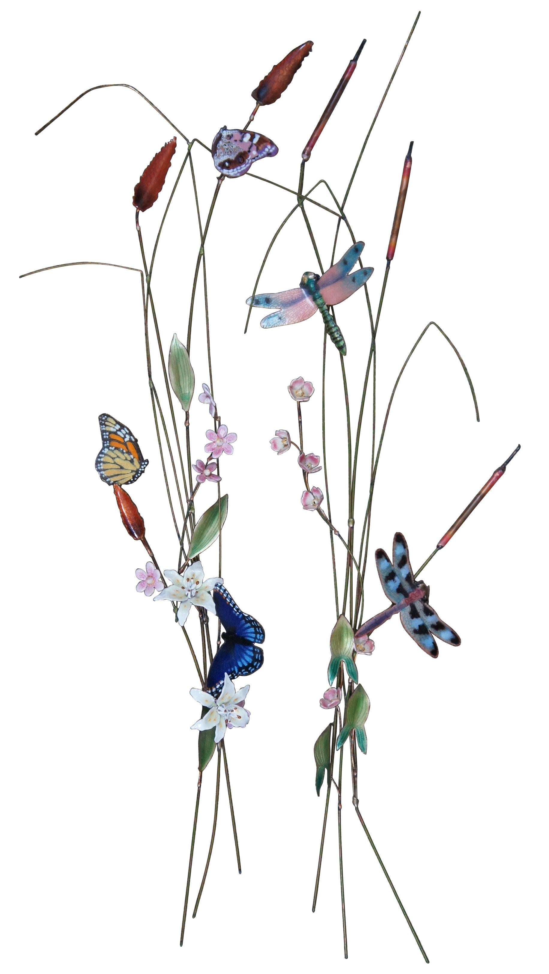 Magenta Butterfly on Lily Metal Wall Art Sculpture by Bovano of Cheshire #B55 