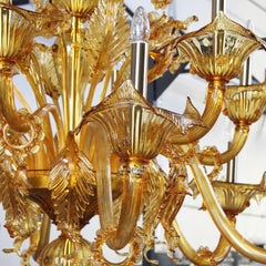 Venetian style Chandelier, 42 arms, 3 Tiers, Amber Murano Glass by Multiforme