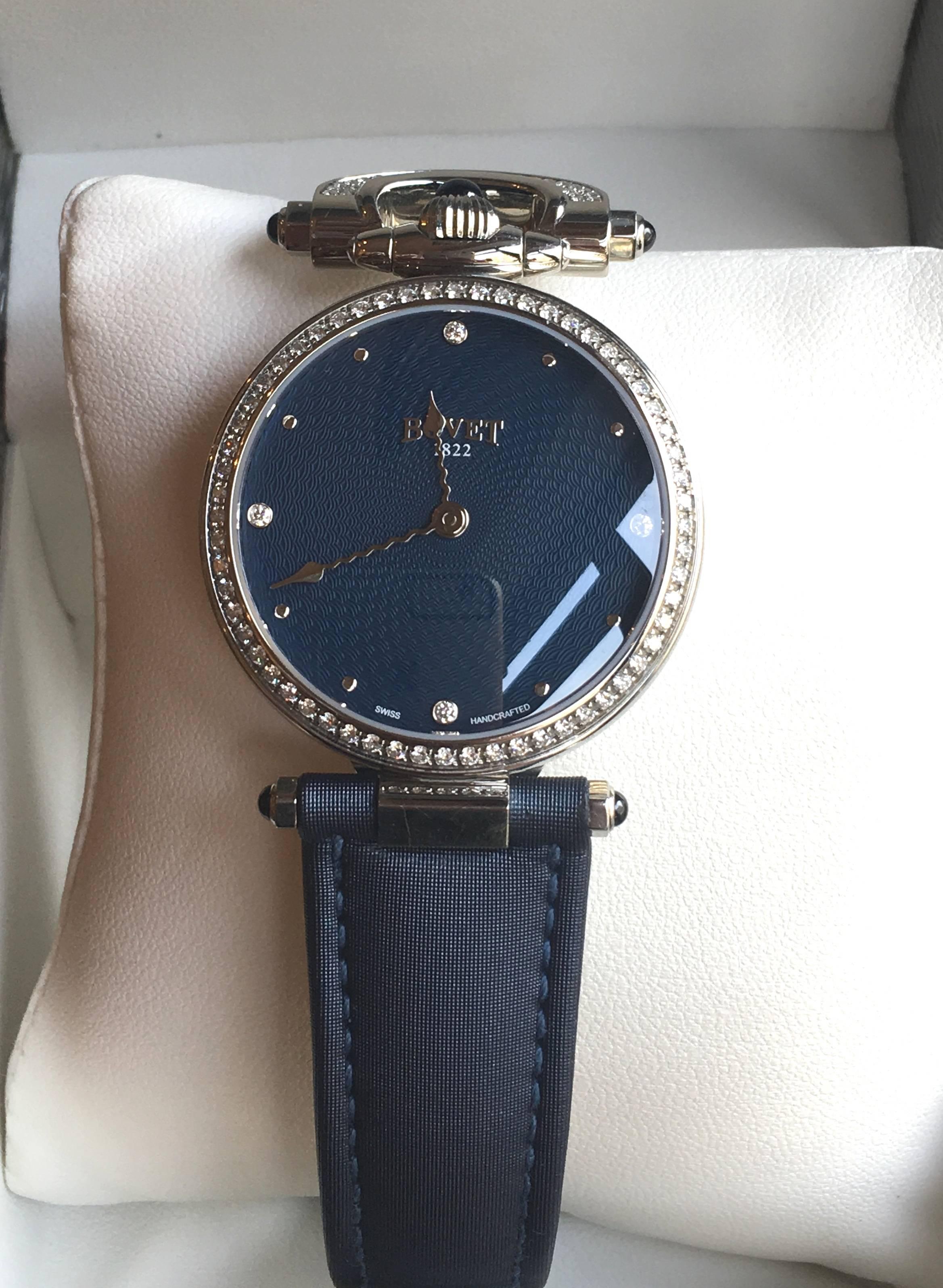 Contemporary Bovet 1822 Ladies Stainless Steel Diamond Miss Audrey Self Winding Wristwatch