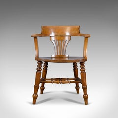 Bow-Back Armchair, English, High Wycombe, Elm, Smokers, Captains, circa 1900