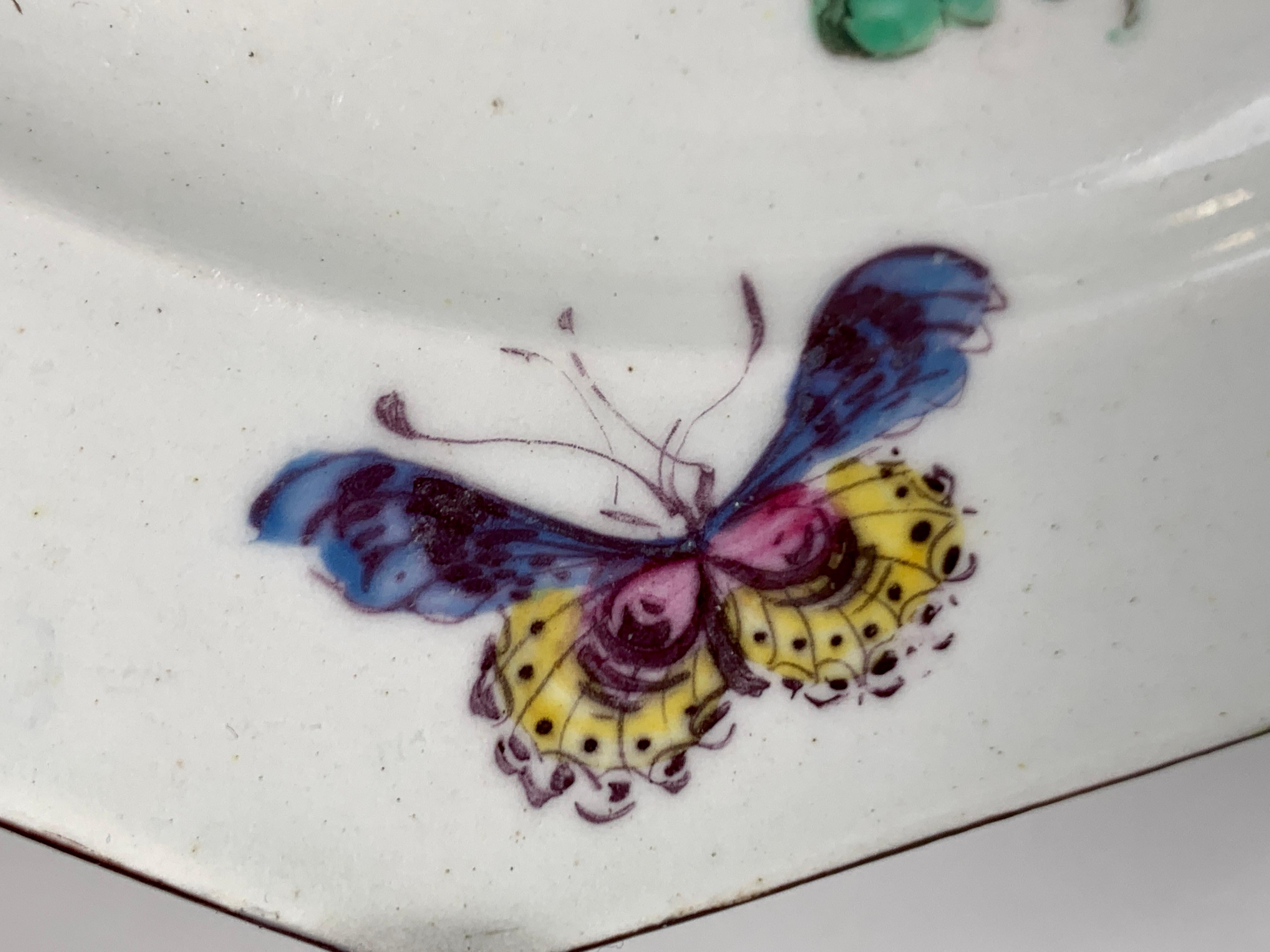 Hand-Painted Bow Botanical Plate, Hans Sloane Style, England Mid-18th Century Circa 1760