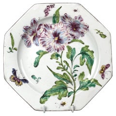 Bow Botanical Plate, Hans Sloane Style, England Mid-18th Century Circa 1760