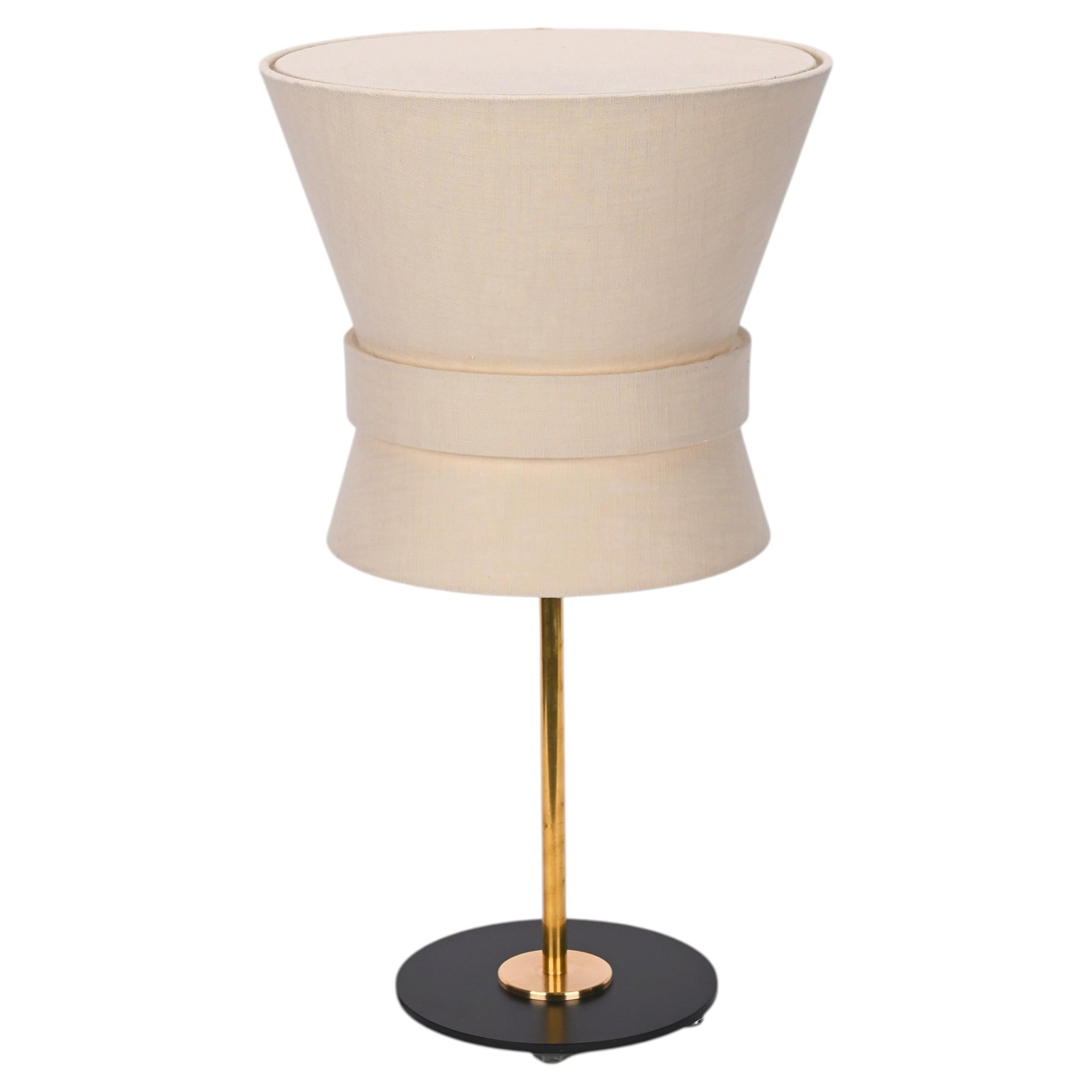 'Bow' Brass and Cream Textile Shade Table Lamp by Daniel Enoksson for Örsjö