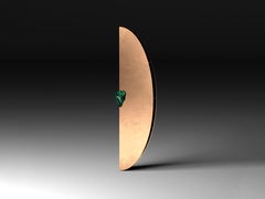 Half-moon Wall Polished Bronze Cabinet with Jade Green Stone by Pierre De Valck