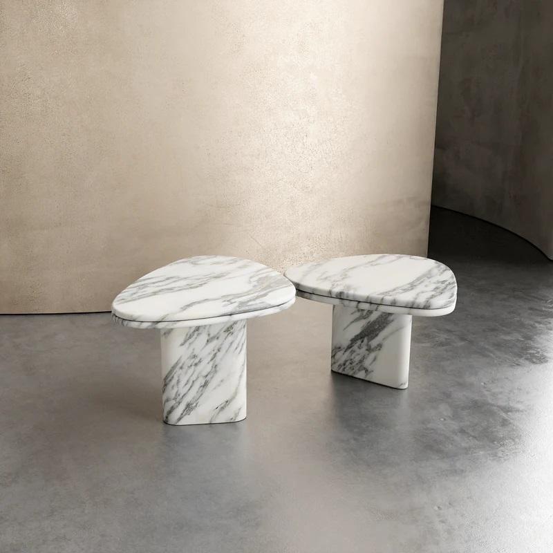 Hand-Carved Bow Coffee Table With double bullnose Top For Sale