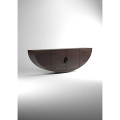 Design Contemporary Wood Bow Console with Noir Black Belge by Pierre De Valck