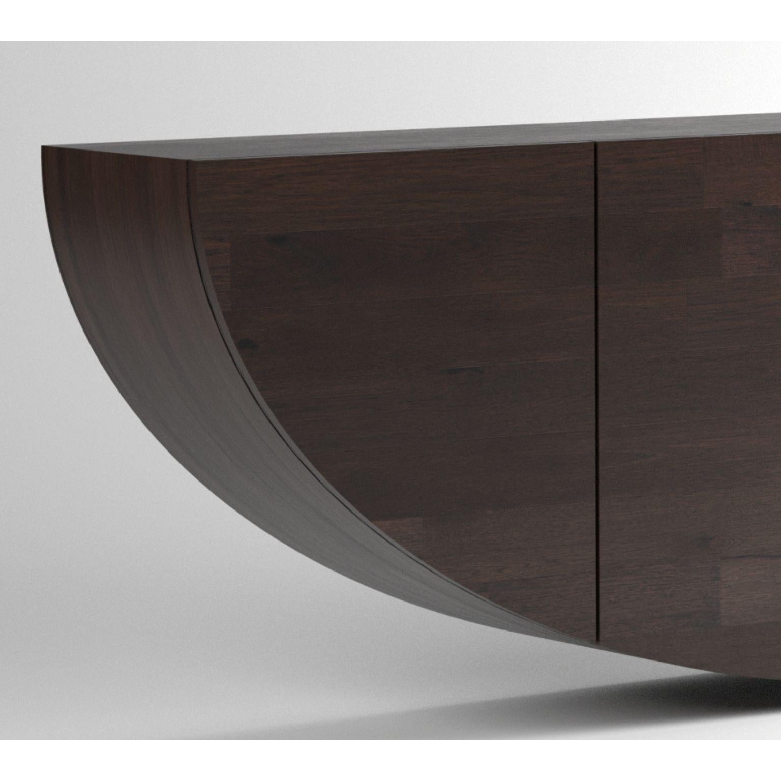 Post-Modern Contemporary Design Wood Bow Console with Noir Black Belge by Pierre De Valck For Sale