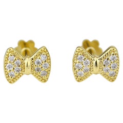Diamant-Ohrringe mit Schleife für Mädchen (Kinder/Toddlers) aus 18 Karat massivem Gold