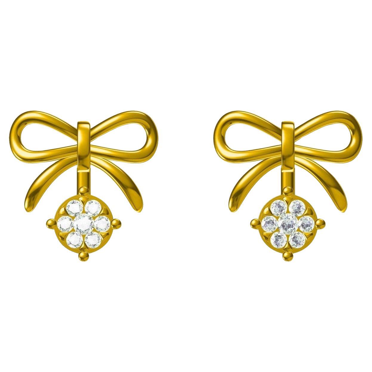 Bow Diamond Earrings for Girls (Kids/Toddlers) in 18K Solid Gold