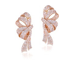 Bow Earrings with 12.45 Carat Diamonds