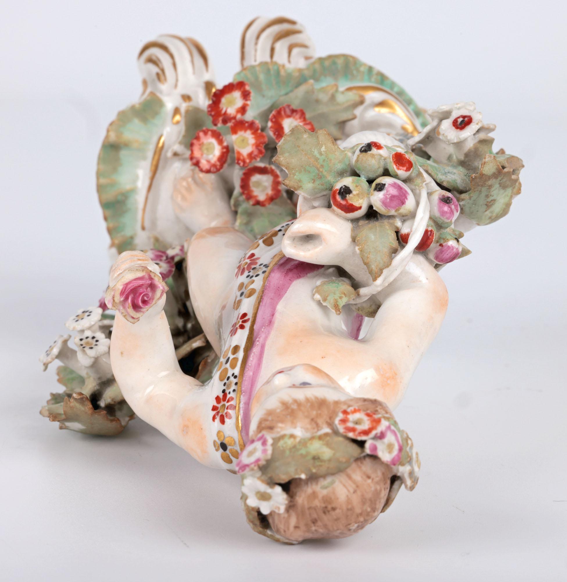 Bow English Porcelain Putto Figure With Flowers For Sale 8