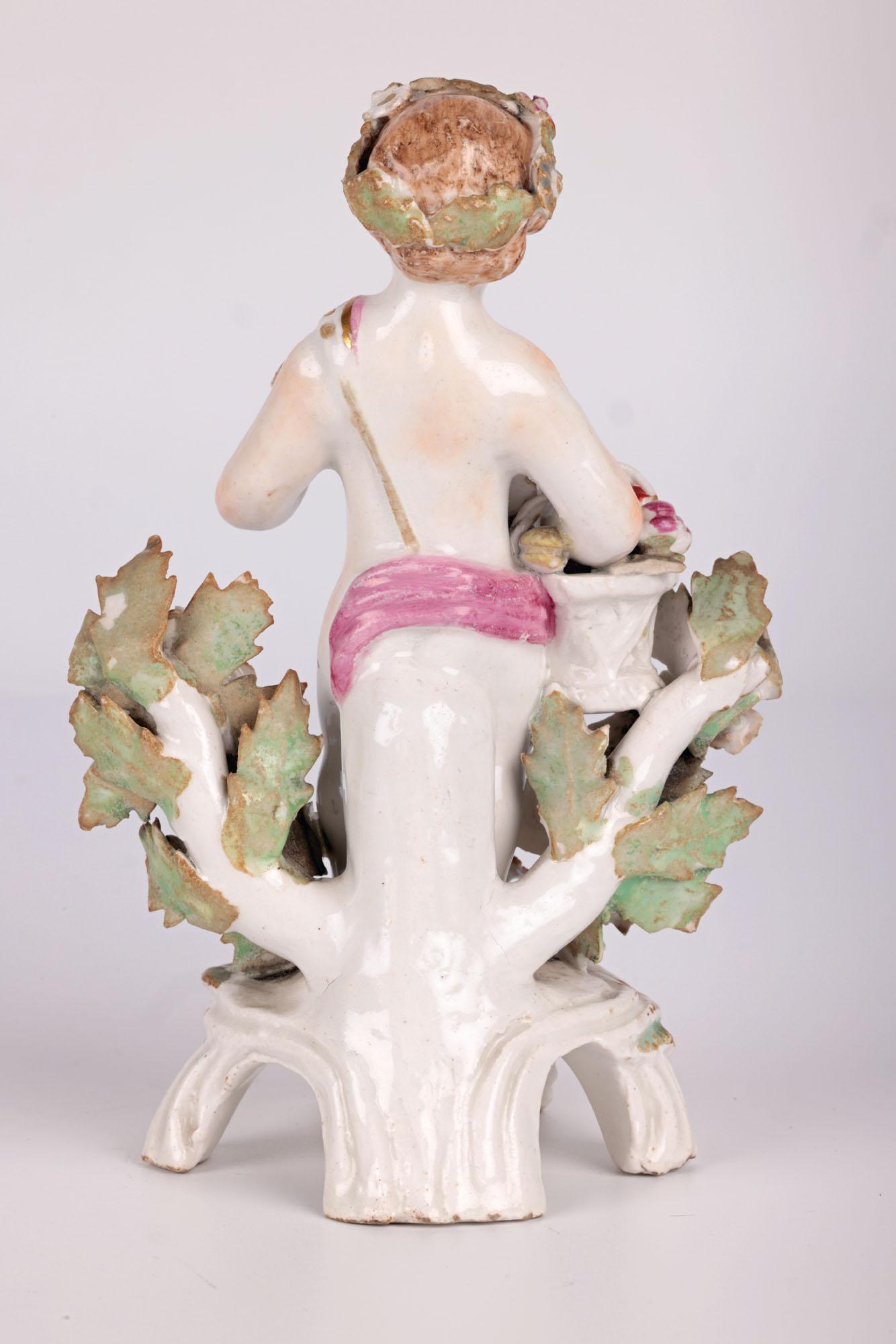 Bow English Porcelain Putto Figure With Flowers For Sale 9