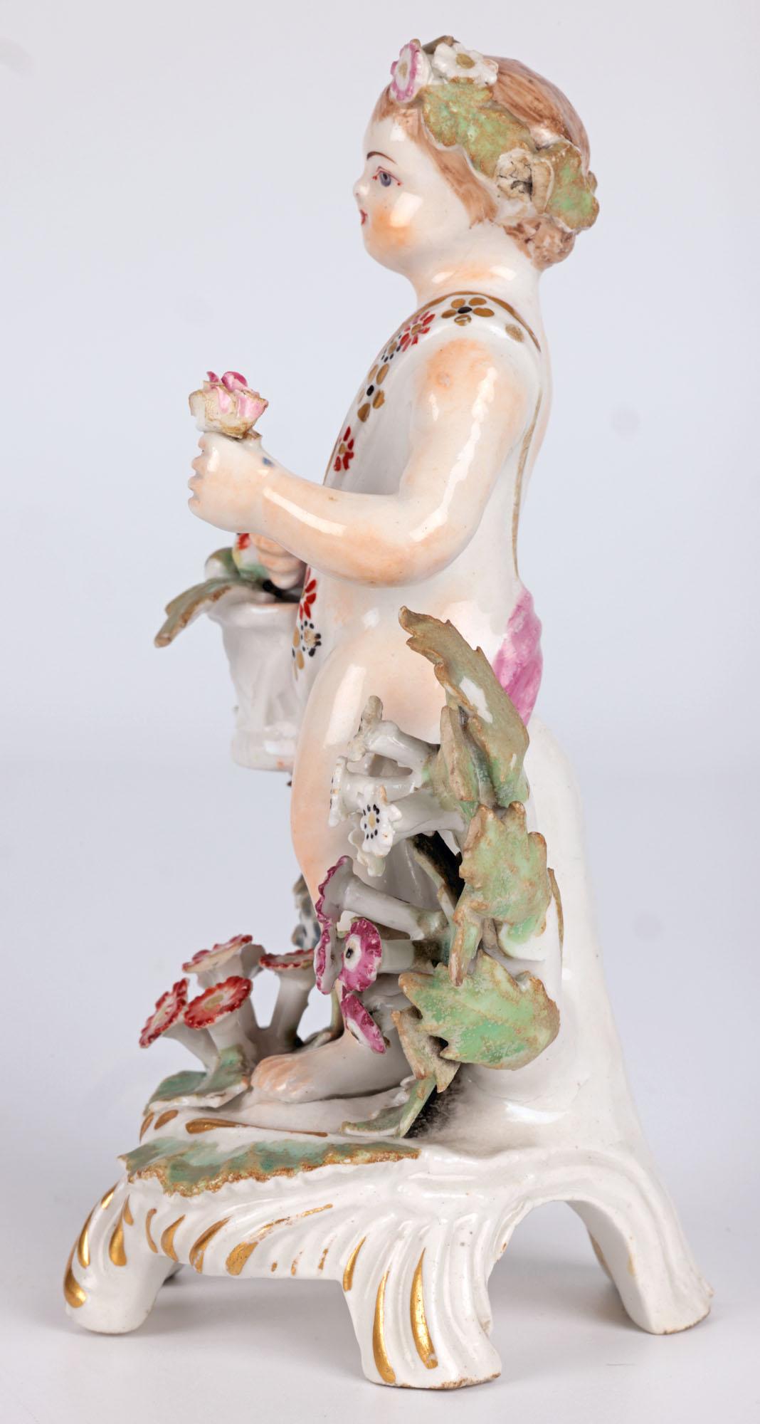Bow English Porcelain Putto Figure With Flowers For Sale 10