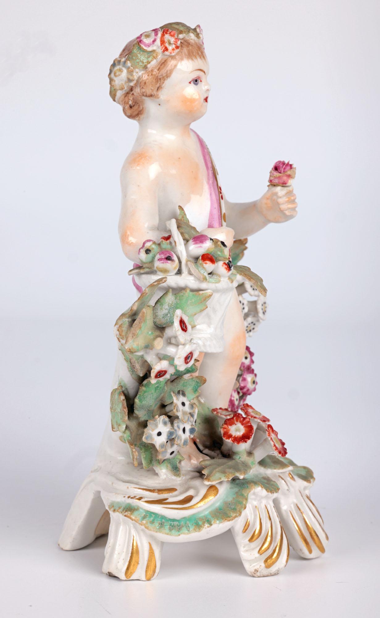 Bow English Porcelain Putto Figure With Flowers For Sale 2