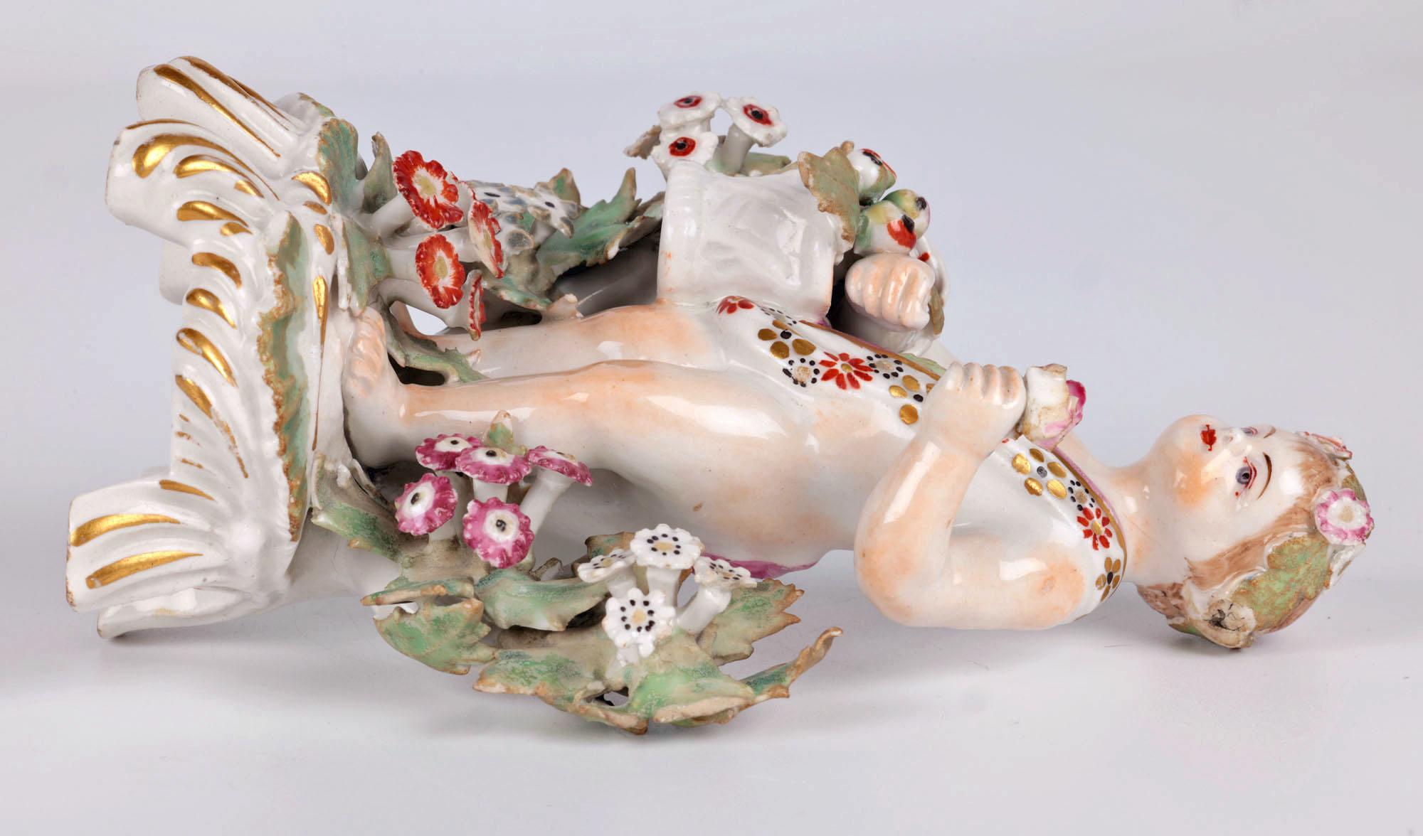 Bow English Porcelain Putto Figure With Flowers For Sale 4