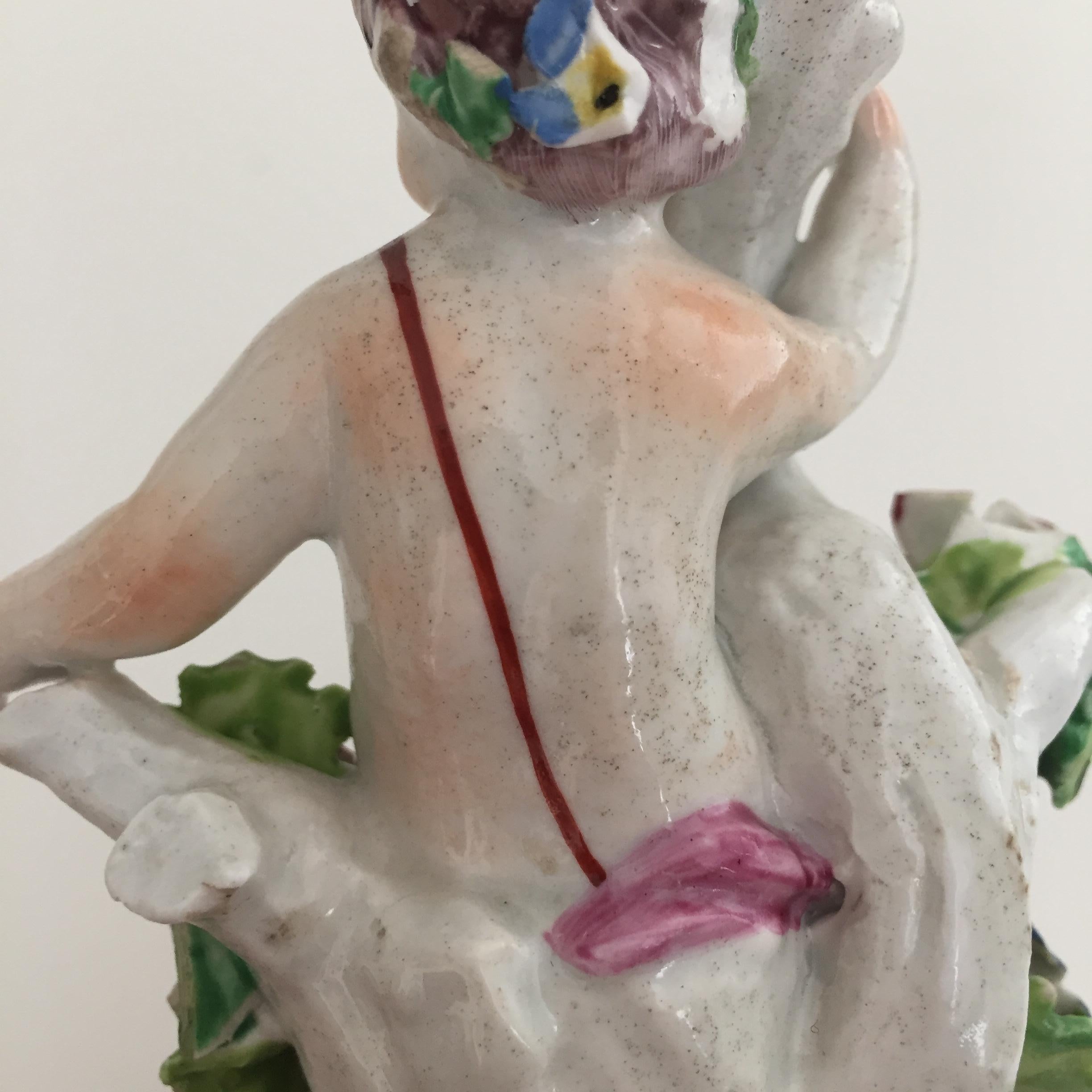 Bow Porcelain Figure of Boy or Putto on C-Scroll Base, Georgian circa 1760 For Sale 3