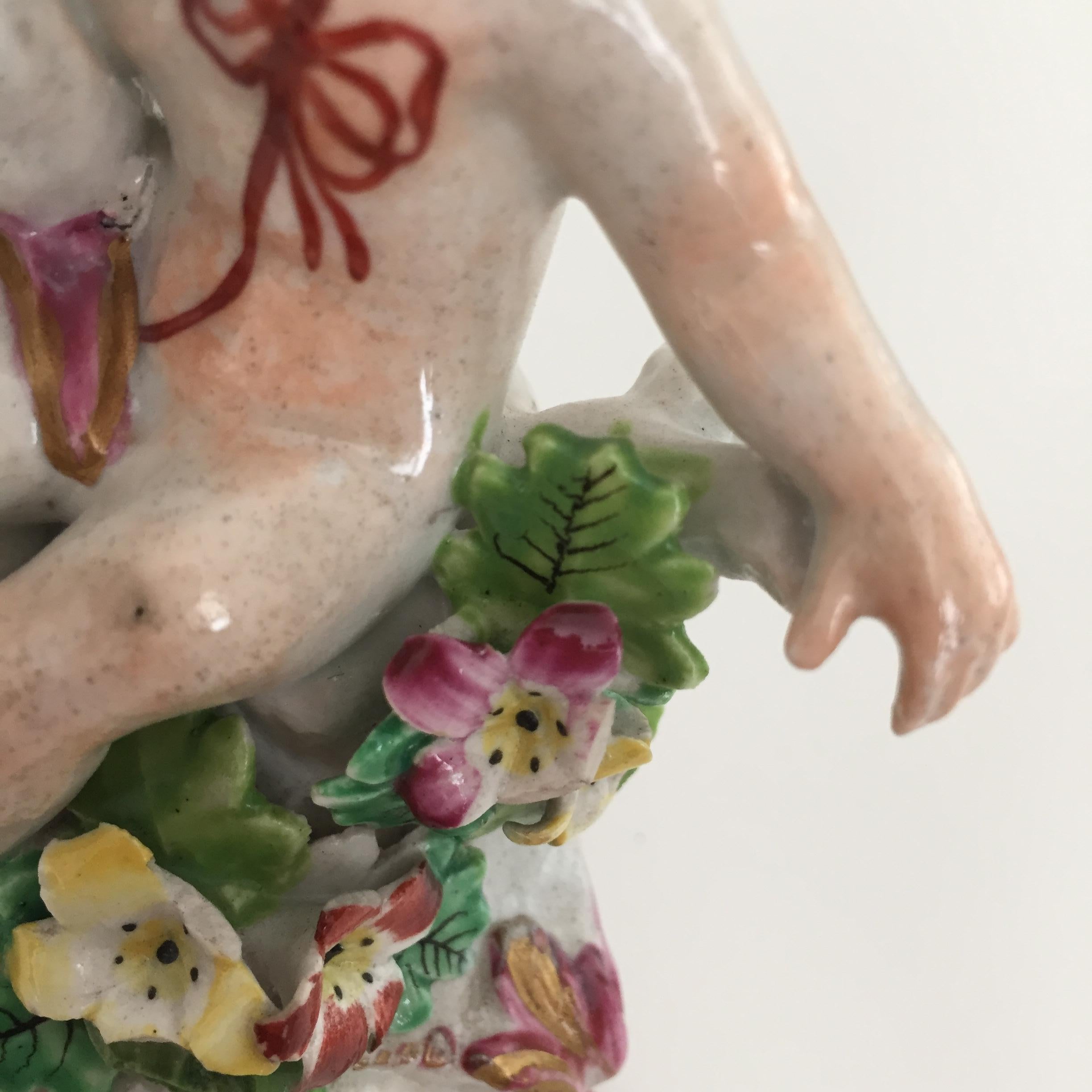 Bow Porcelain Figure of Boy or Putto on C-Scroll Base, Georgian circa 1760 For Sale 5