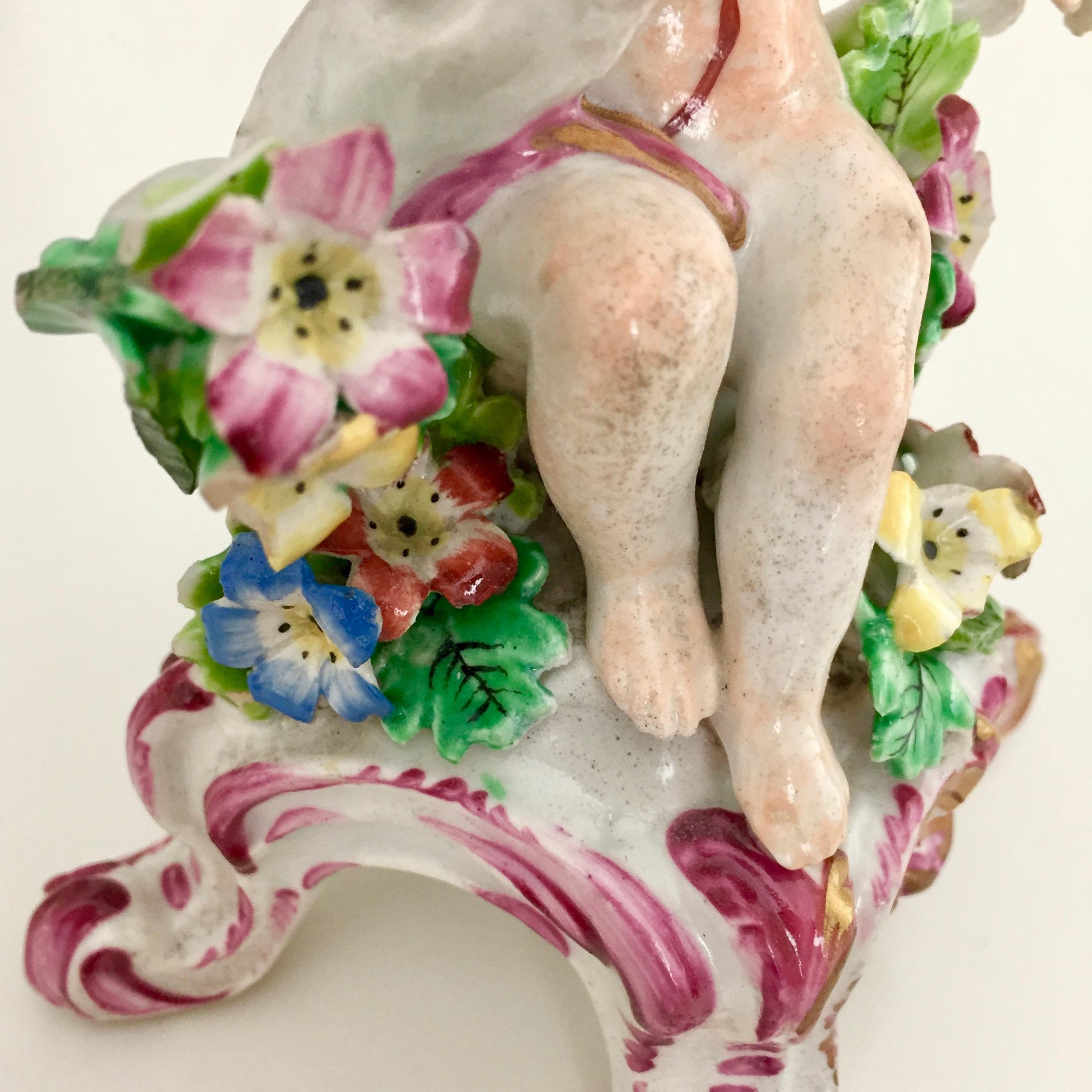Bow Porcelain Figure of Boy or Putto on C-Scroll Base, Georgian circa 1760 For Sale 1