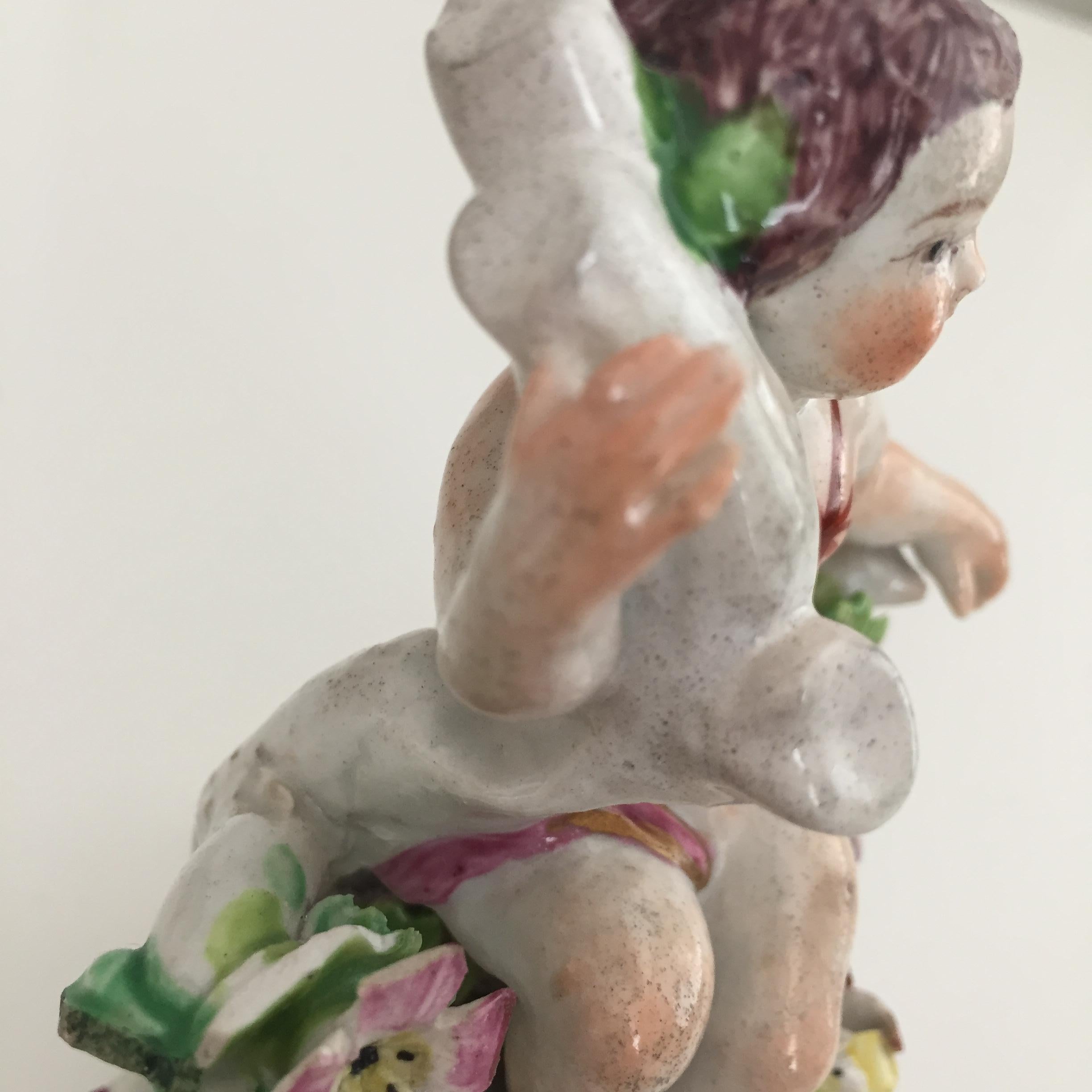 Bow Porcelain Figure of Boy or Putto on C-Scroll Base, Georgian circa 1760 For Sale 2