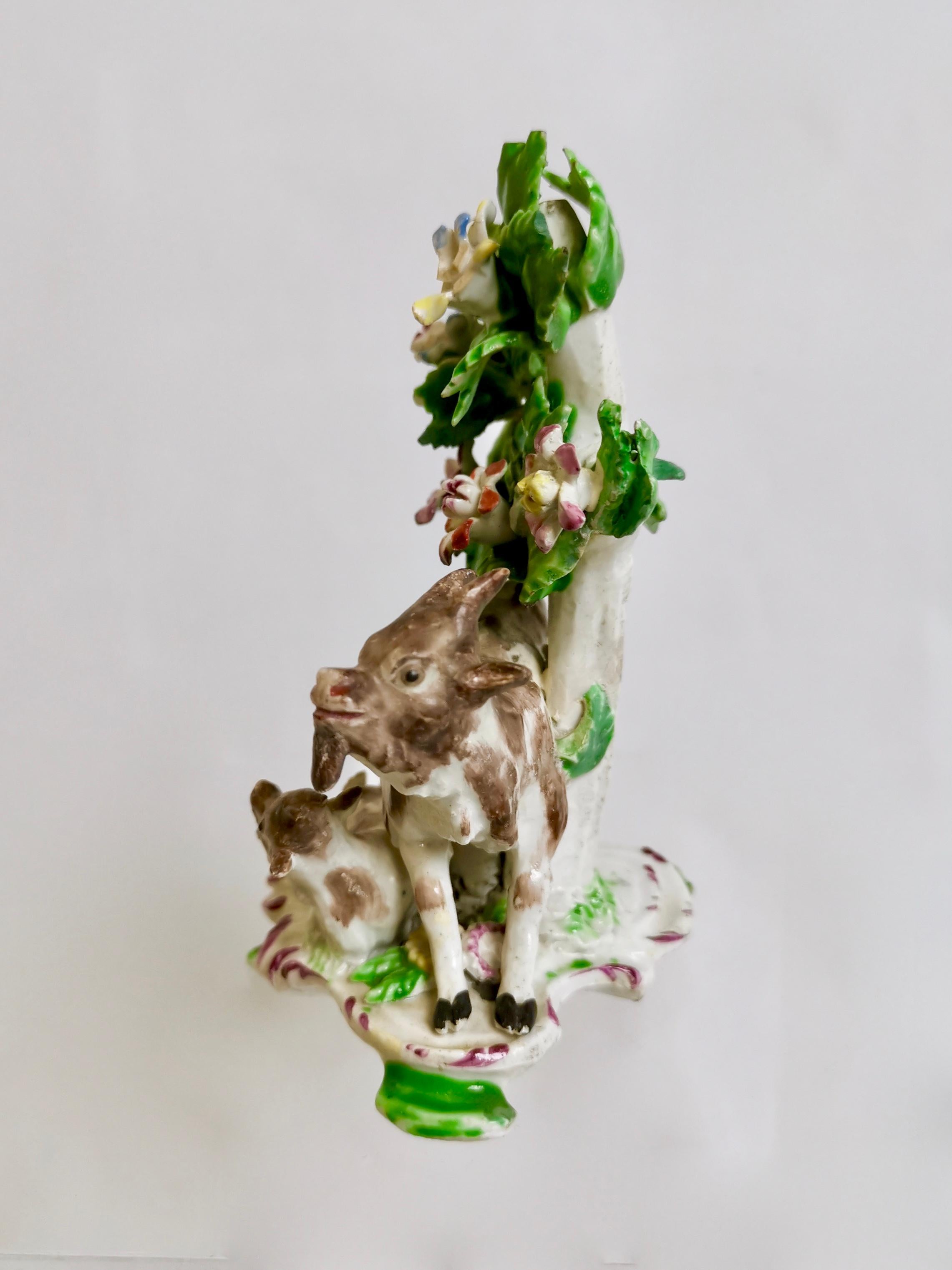 Rococo Bow Porcelain Figure of Goat and Kid, Georgian Era, circa 1765