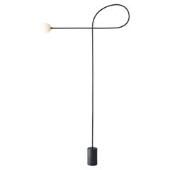 Bow Floor Lamp in Blackened Steel and Hand Blown Glass by Estudio Persona