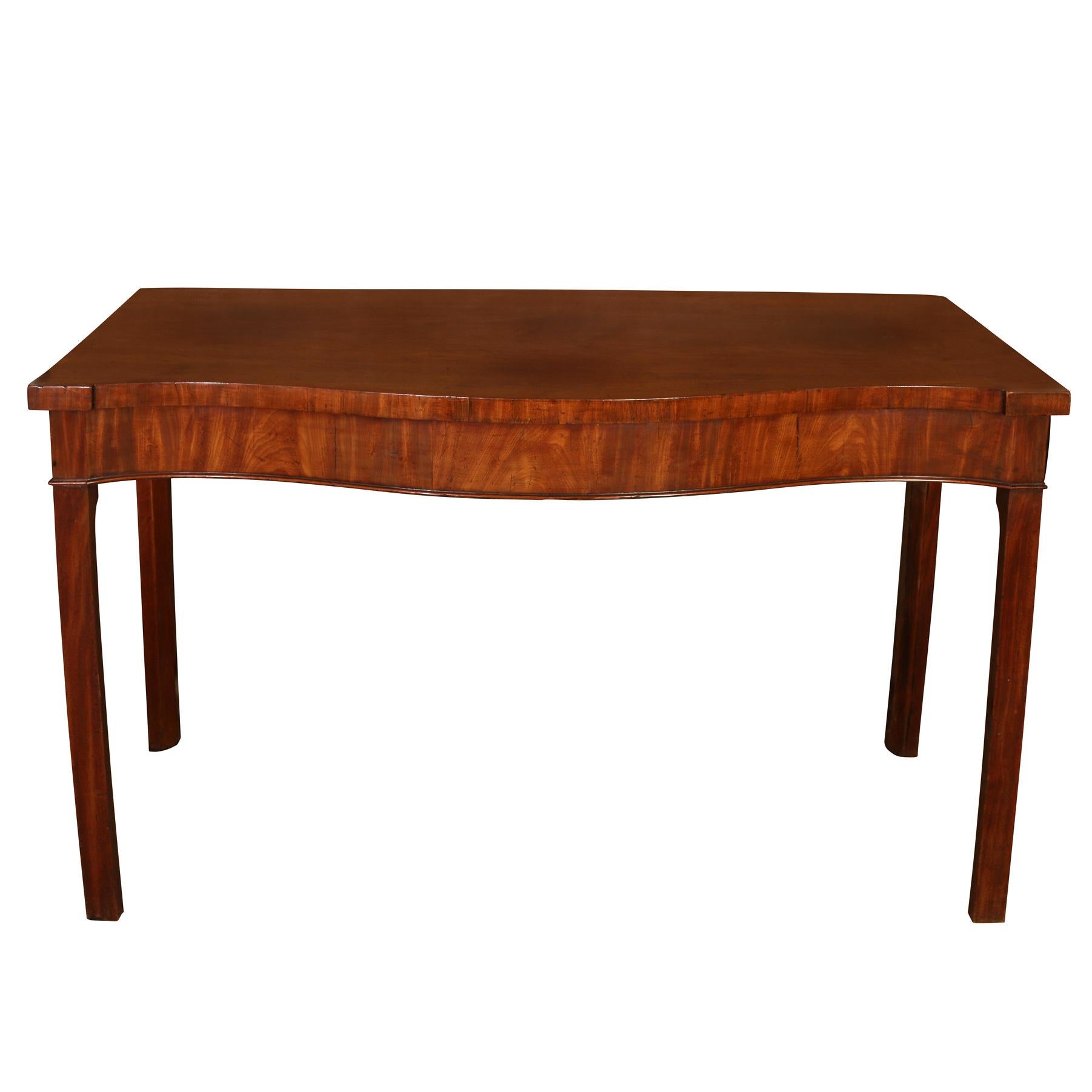 Bow Front Burled Wood Console Table In Good Condition In Locust Valley, NY