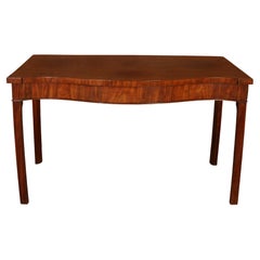 Bow Front Burled Wood Console Table