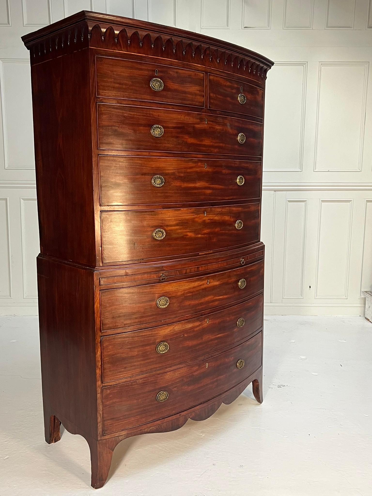 British Bow Front Chest on Chest  For Sale