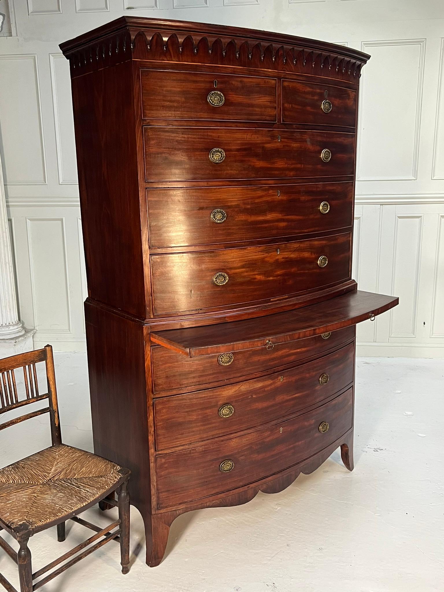 19th Century Bow Front Chest on Chest  For Sale
