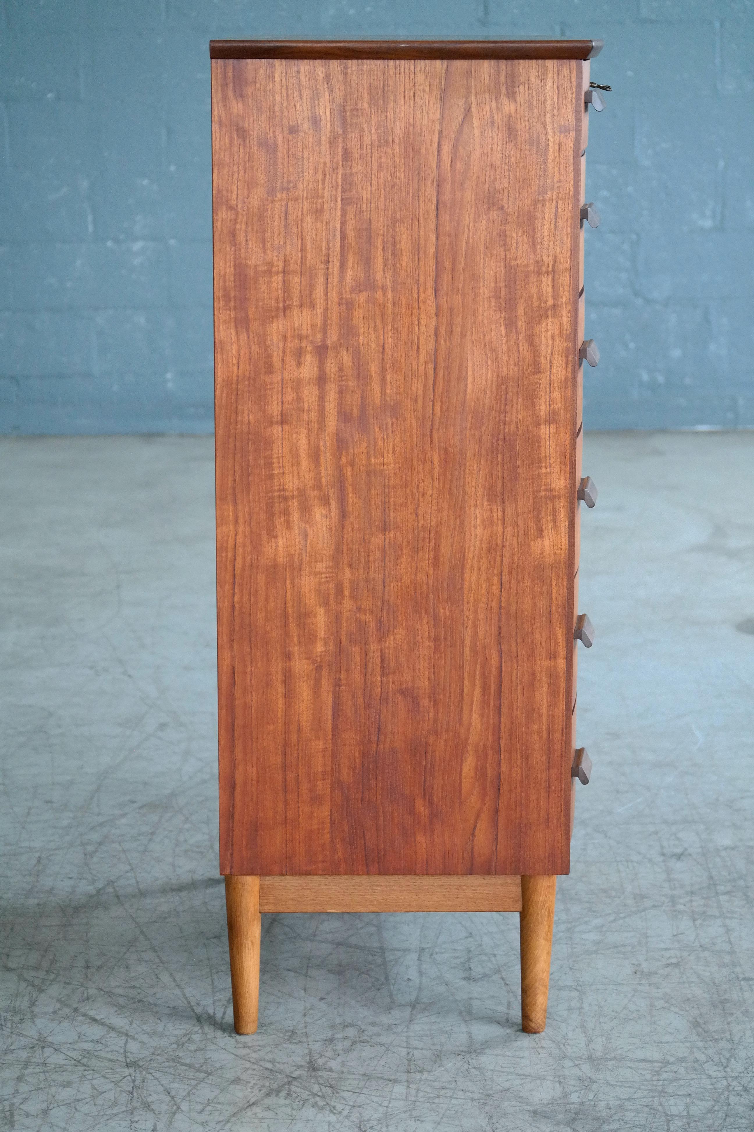 Bow-Front Dresser or Chest of Drawers in Teak Danish Midcentury 2