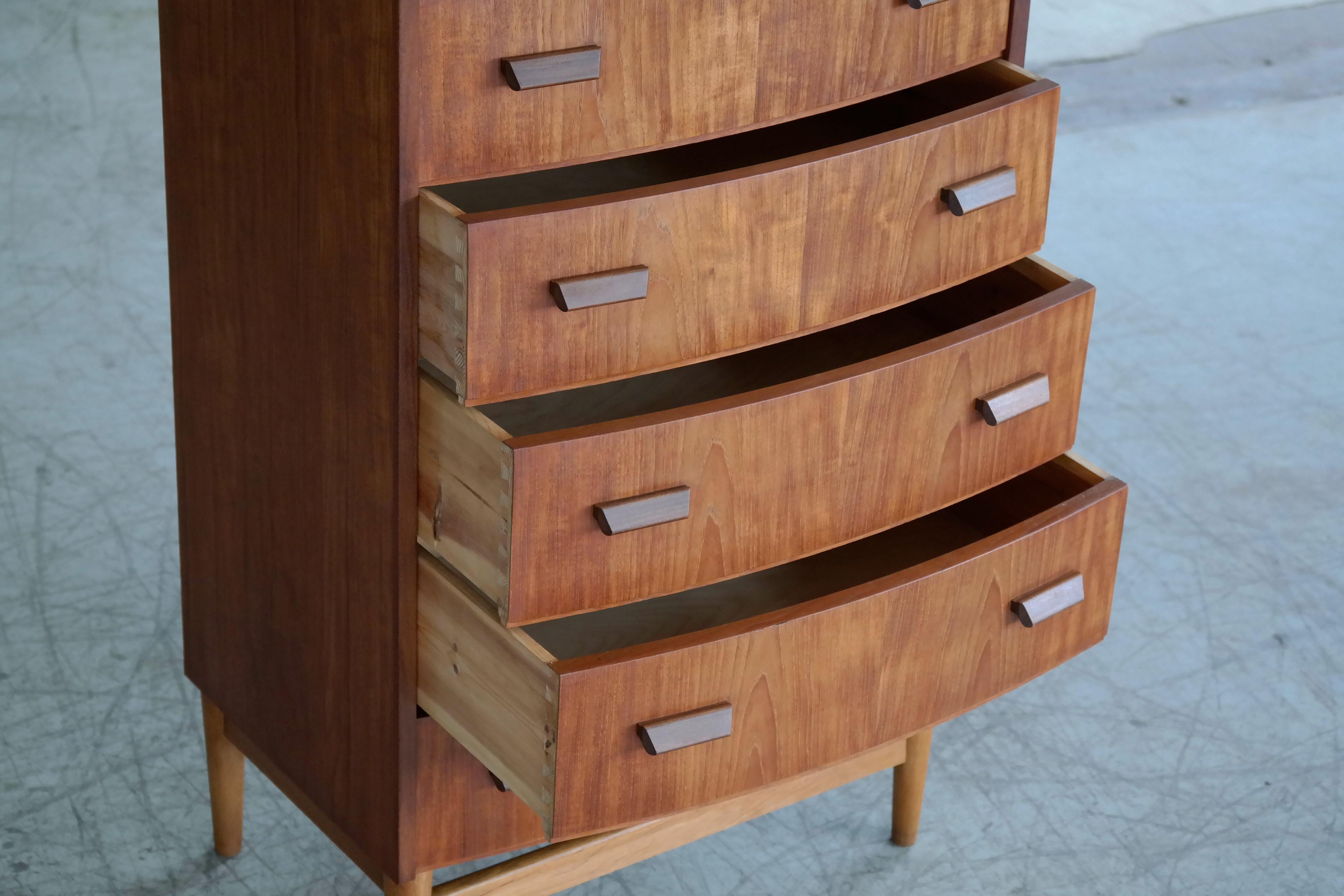 Bow-Front Dresser or Chest of Drawers in Teak Danish Midcentury 4